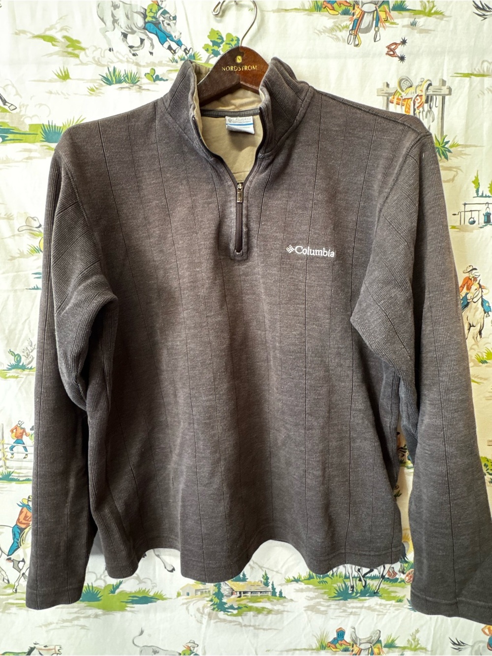 Columbia Men's Heather Gray Quarter-Zip Sweater size medium